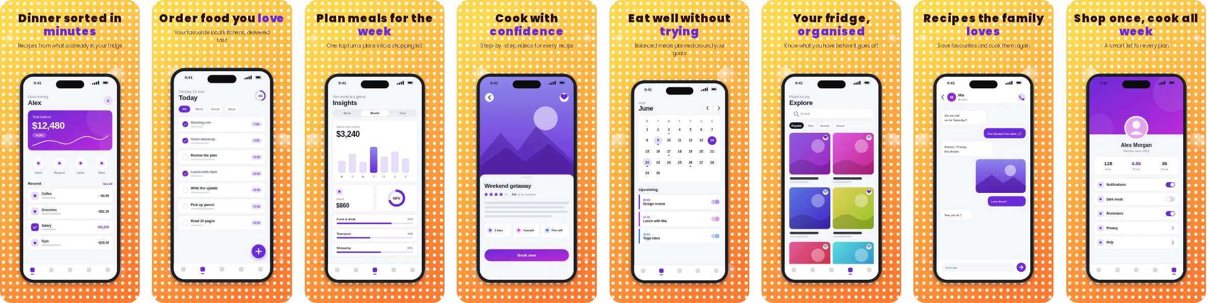 Citrus: 8-slide App Store and Google Play screenshot template, light, set in Poppins