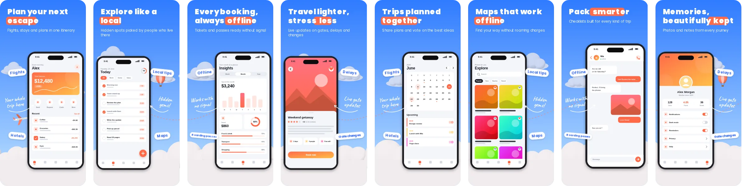Jetstream: 8-slide App Store and Google Play screenshot template, bold, set in Poppins
