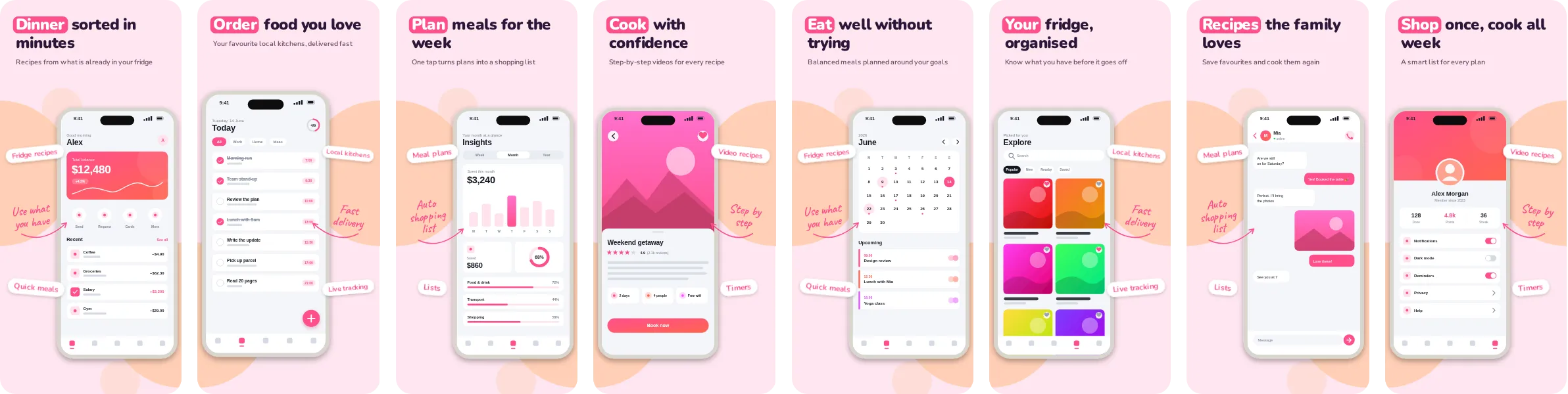 Sherbet: 8-slide App Store and Google Play screenshot template, light, set in Nunito