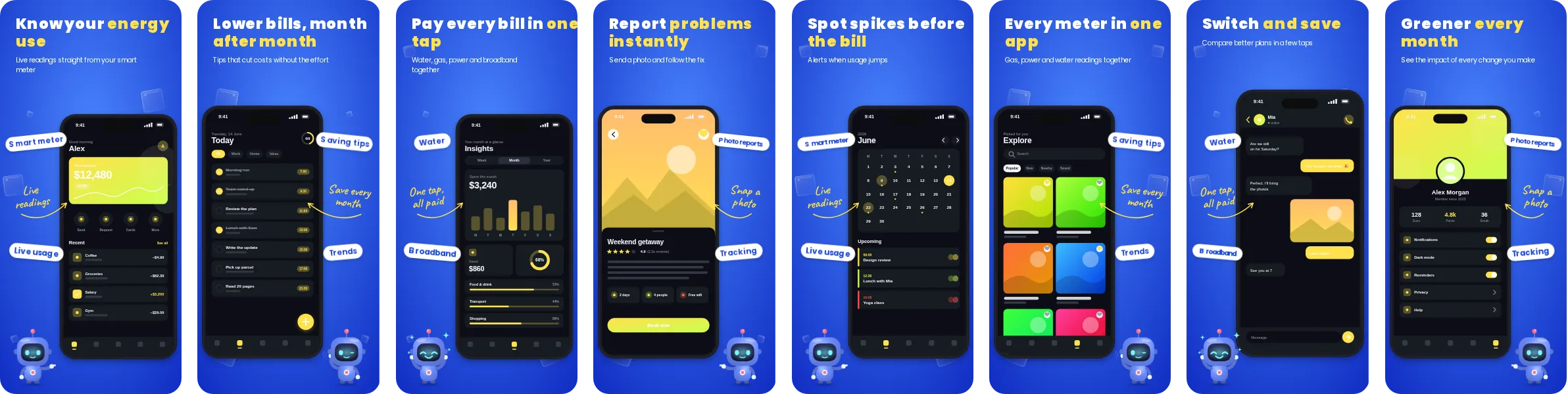 Signal: 8-slide App Store and Google Play screenshot template, bold, set in Poppins